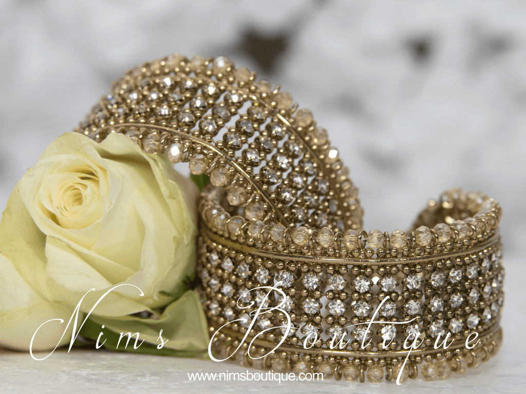 Nims Boutique Gold & Clear stone Royal Bracelet with chumka