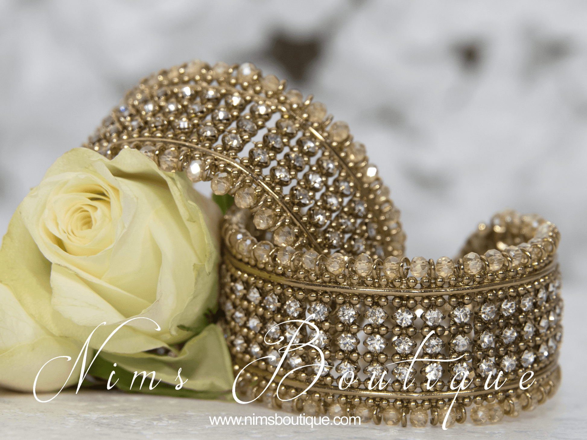 Nims Boutique Gold & Clear stone Royal Bracelet with chumka
