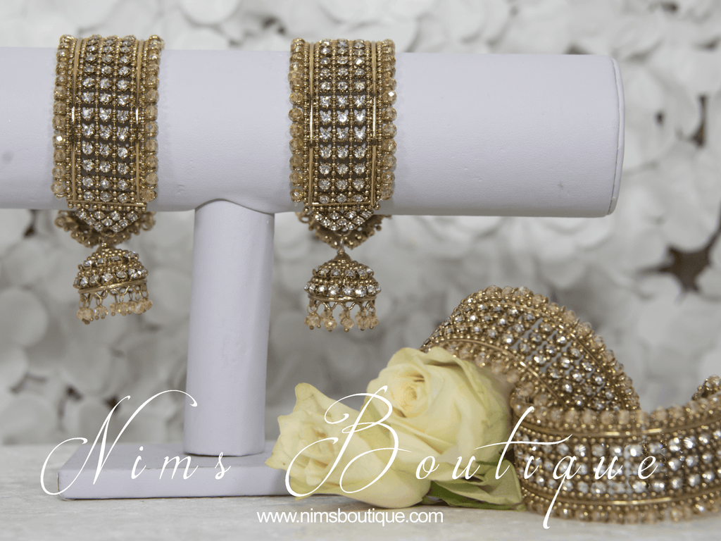 Nims Boutique Gold & Clear stone Royal Bracelet with chumka