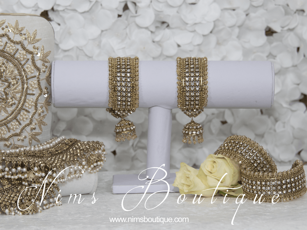 Nims Boutique Gold & Clear stone Royal Bracelet with chumka