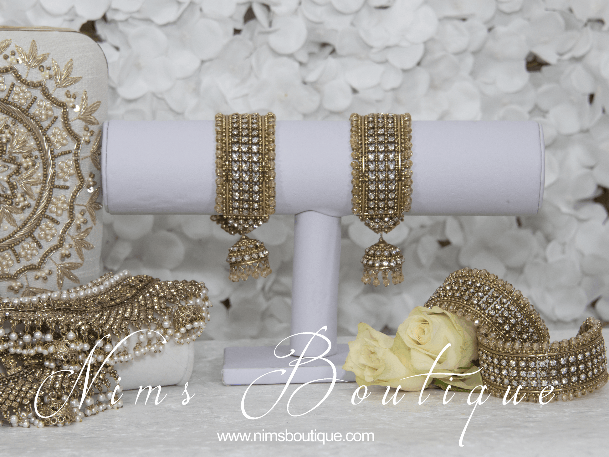Nims Boutique Gold & Clear stone Royal Bracelet with chumka
