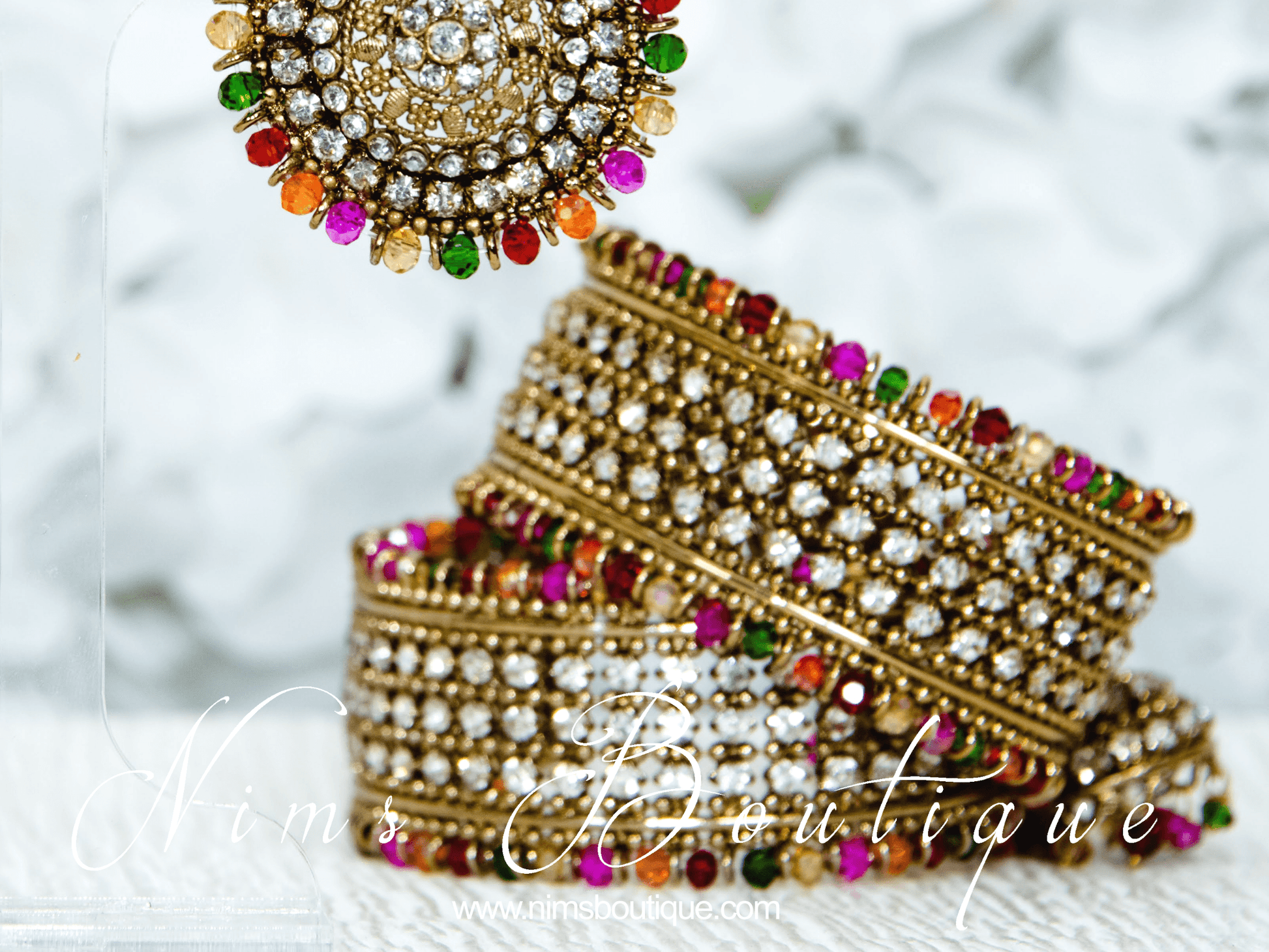 Nims Boutique Multicolour Royal Bracelet with hanging chumka 2