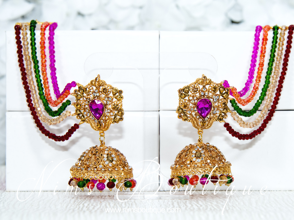 Nims Boutique The NB Maharani Multicolour & Pink Stone Chumke