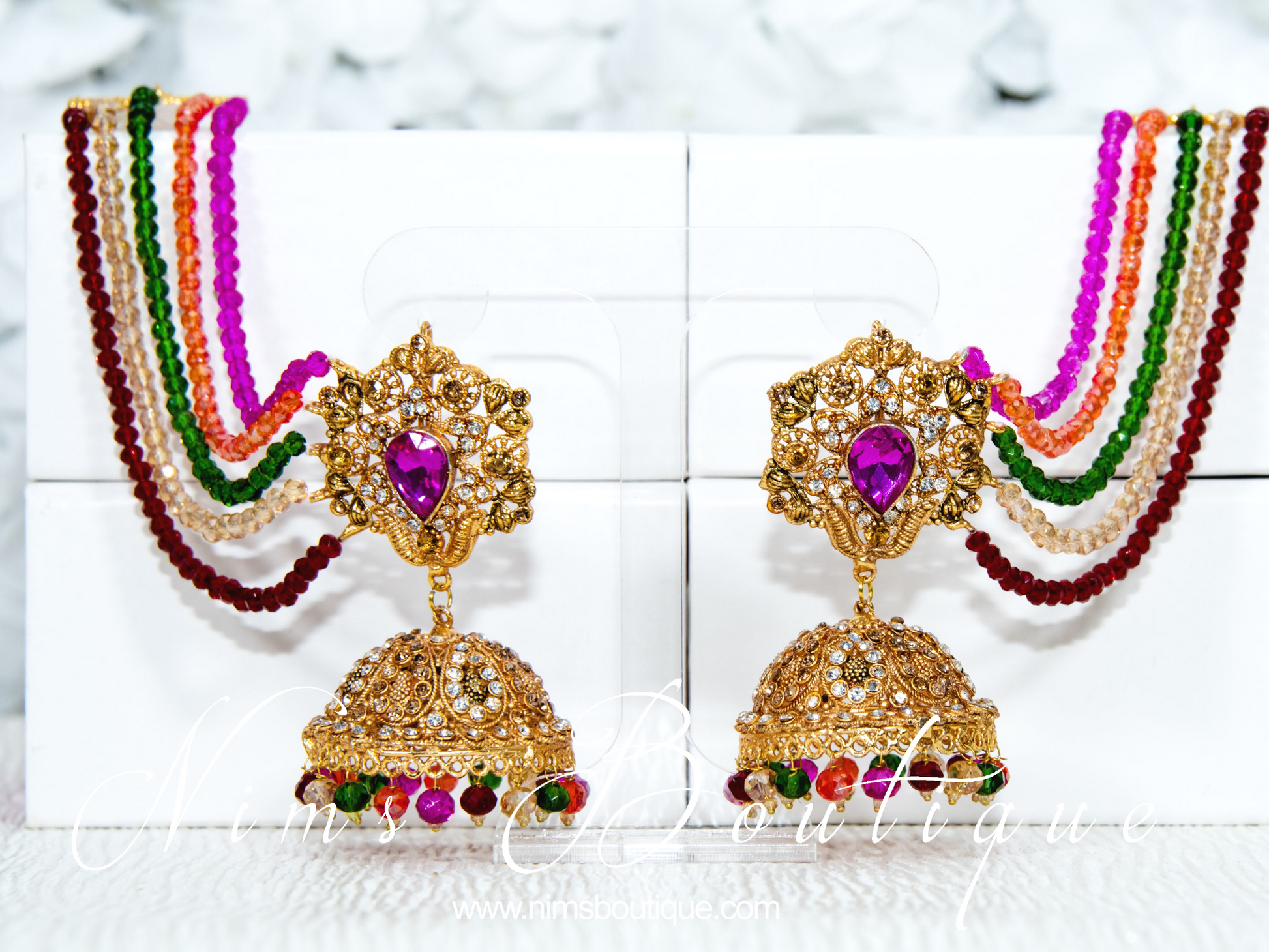Nims Boutique The NB Maharani Multicolour & Pink Stone Chumke