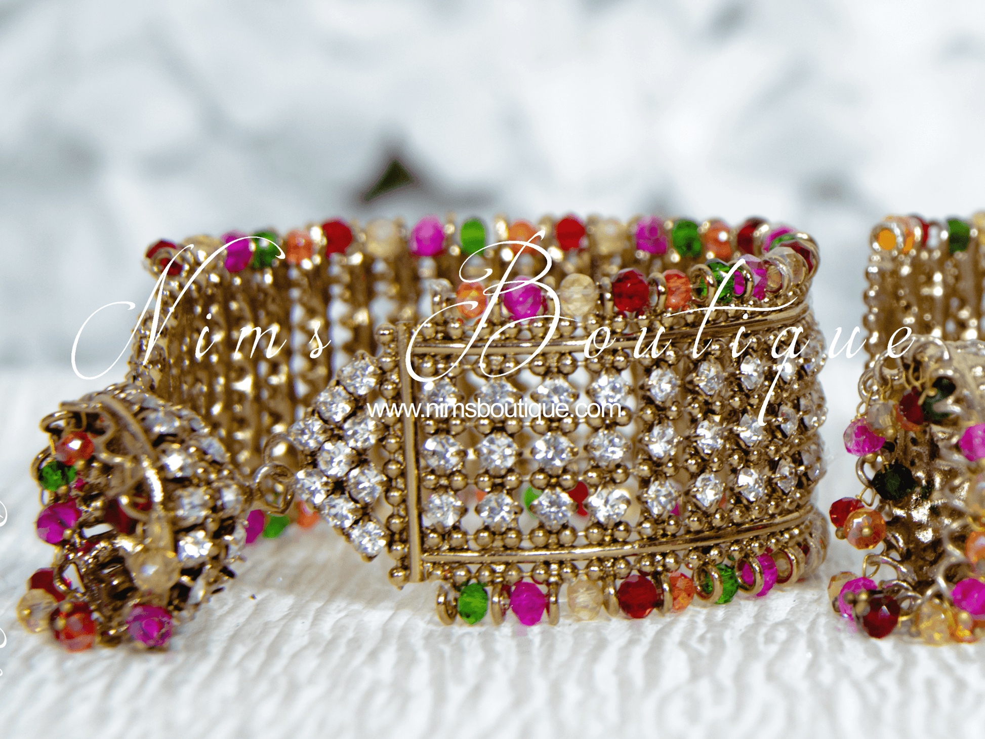 Nims Boutique Multicolour Royal Bracelet with hanging chumka 2