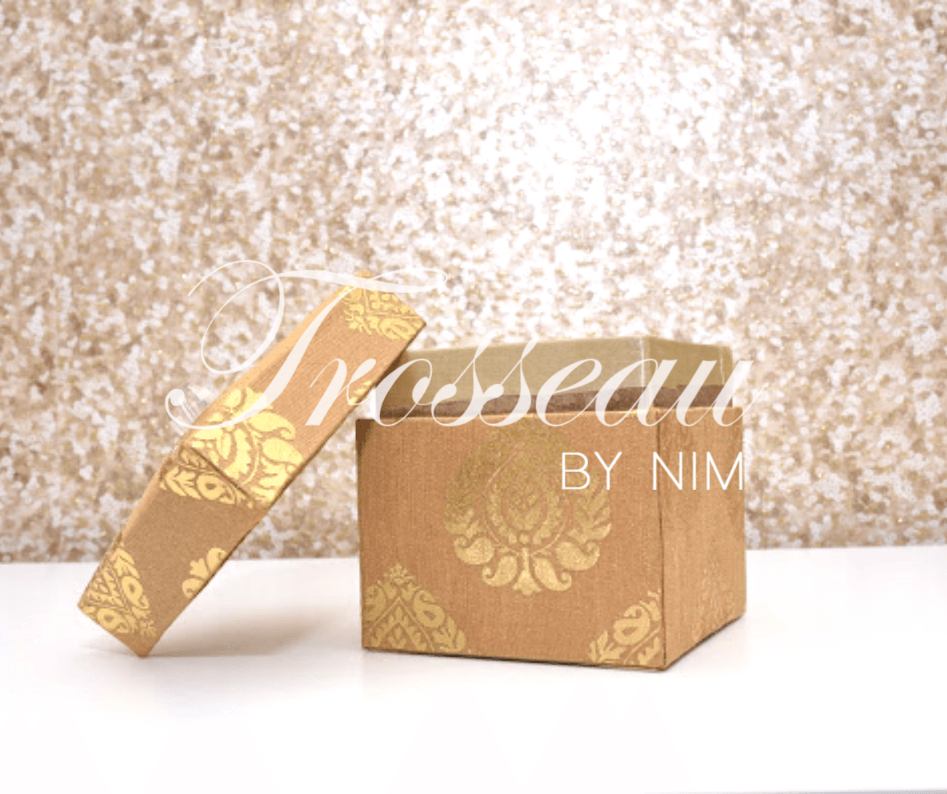 Nims Boutique Gold Silk Brocade Favor Box