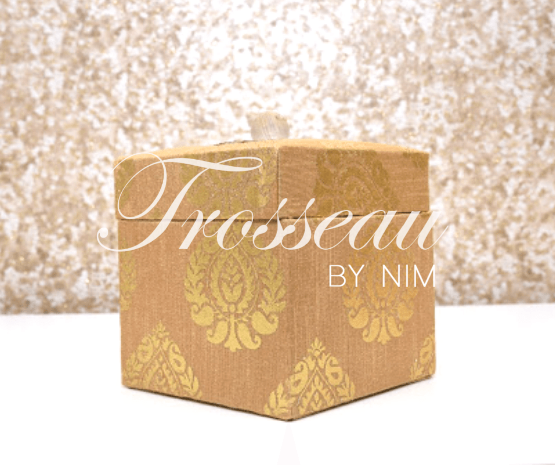 Nims Boutique Gold Silk Brocade Favor Box