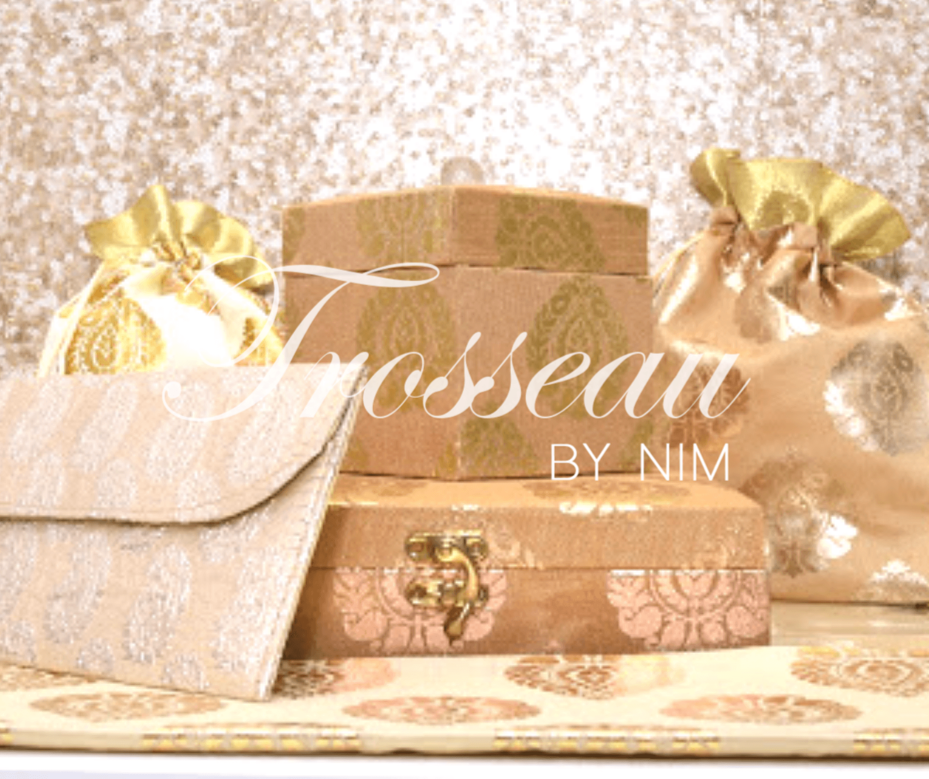 Nims Boutique Gold Silk Brocade Favor Box