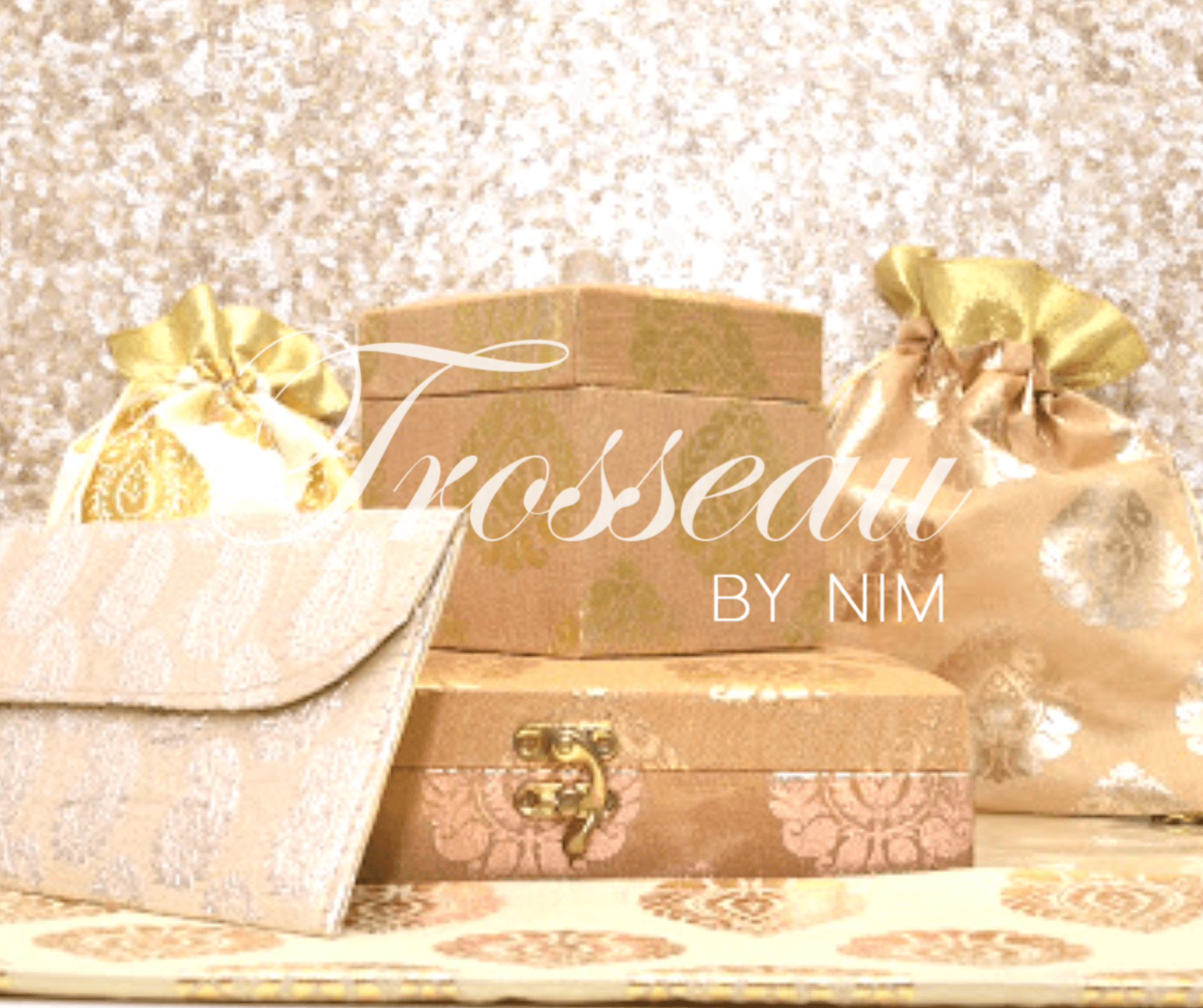 Nims Boutique Gold Silk Brocade Favor Box