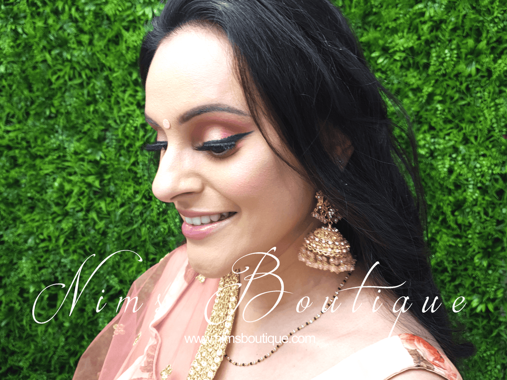 Nims Boutique Madhavi Maharani Peachy Gold Chumke