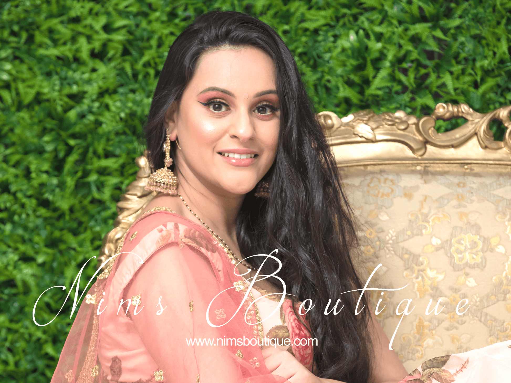 Nims Boutique Madhavi Maharani Peachy Gold Chumke