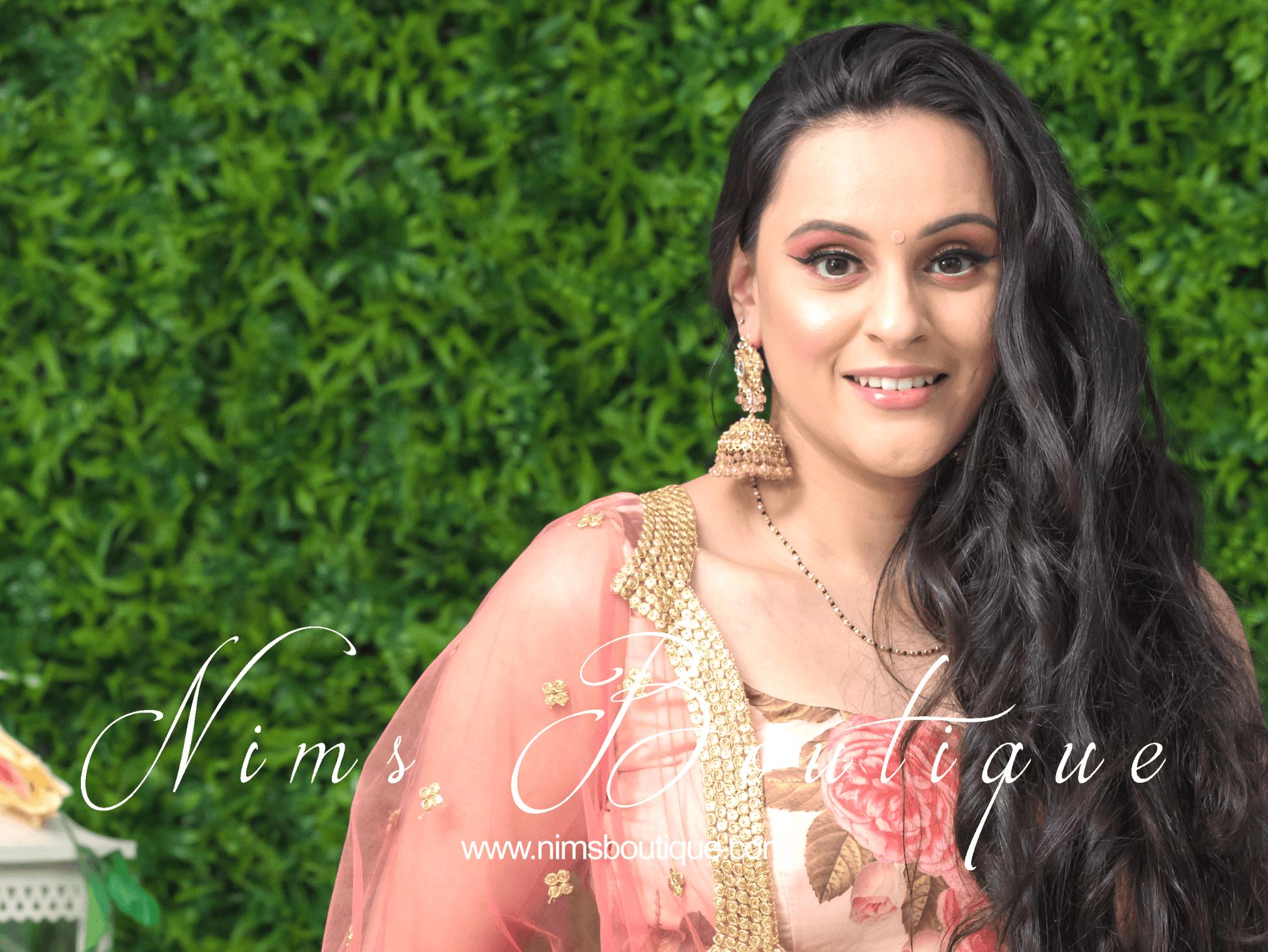 Nims Boutique Madhavi Maharani Peachy Gold Chumke
