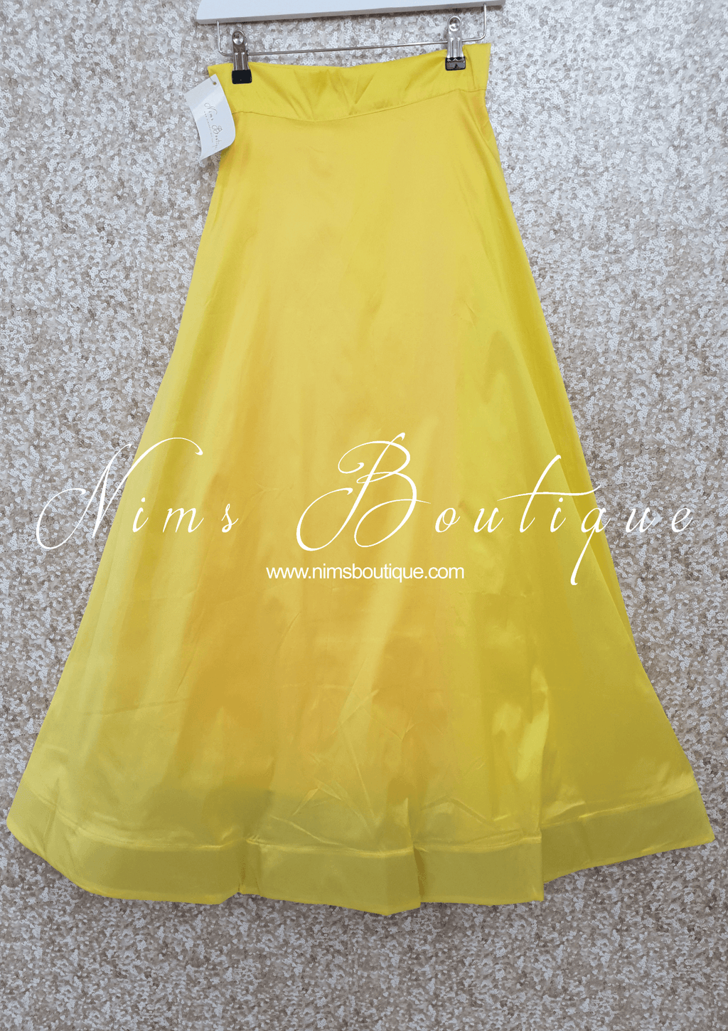Nims Boutique Light Yellow Plain Semi stitched skirt/lehnga