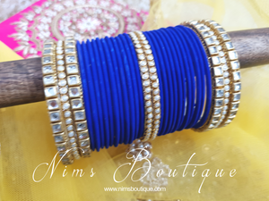 Royal Blue & Kundan Set of Bangles (RB2)