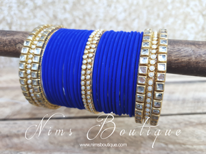 Royal Blue & Kundan Set of Bangles (RB2)