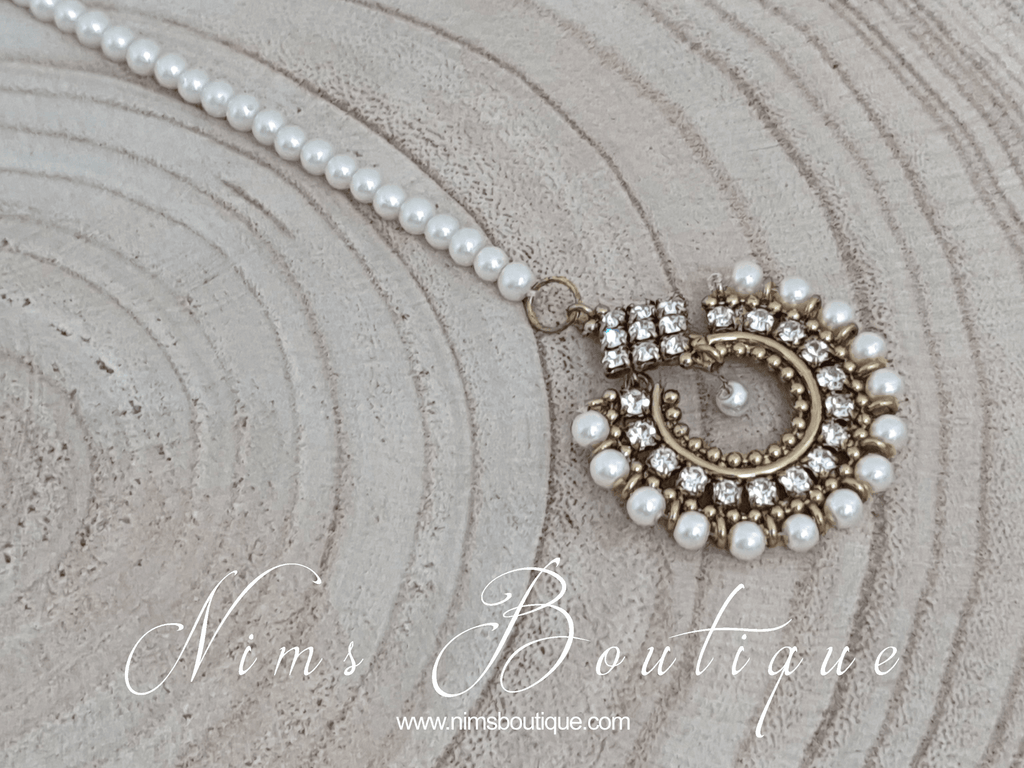 Nims Boutique Vidya Pearl & Clear Stone tikka