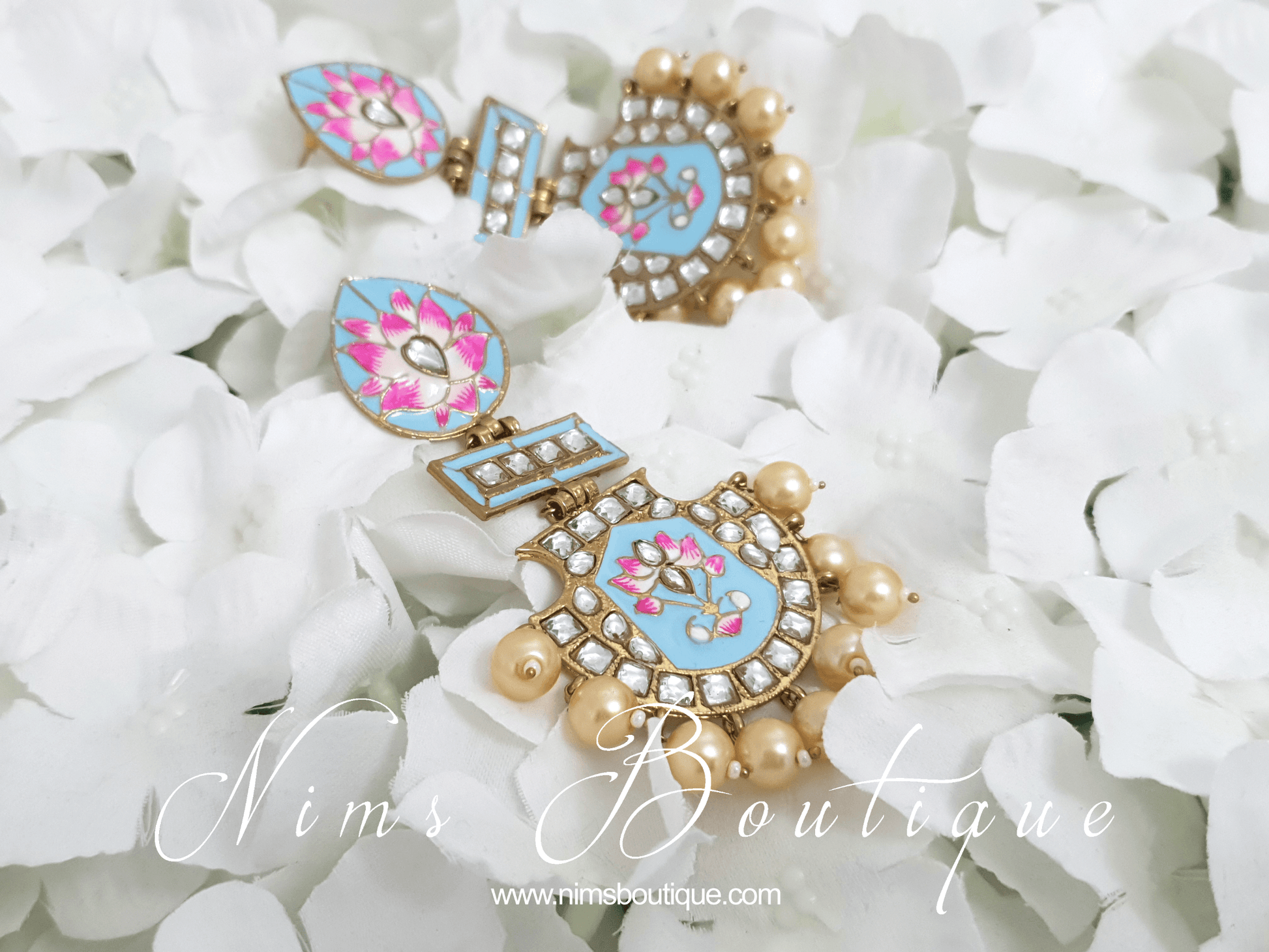 Nims Boutique Suhana Light Blue Blossom Earrings