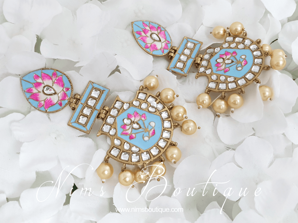 Nims Boutique Suhana Light Blue Blossom Earrings