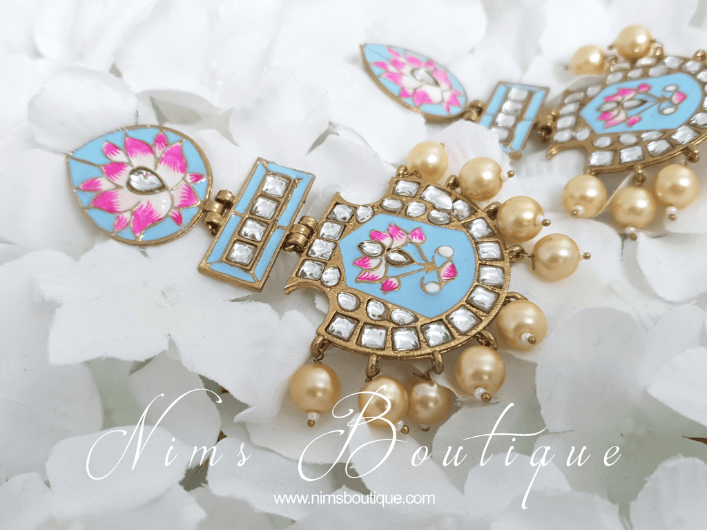 Nims Boutique Suhana Light Blue Blossom Earrings