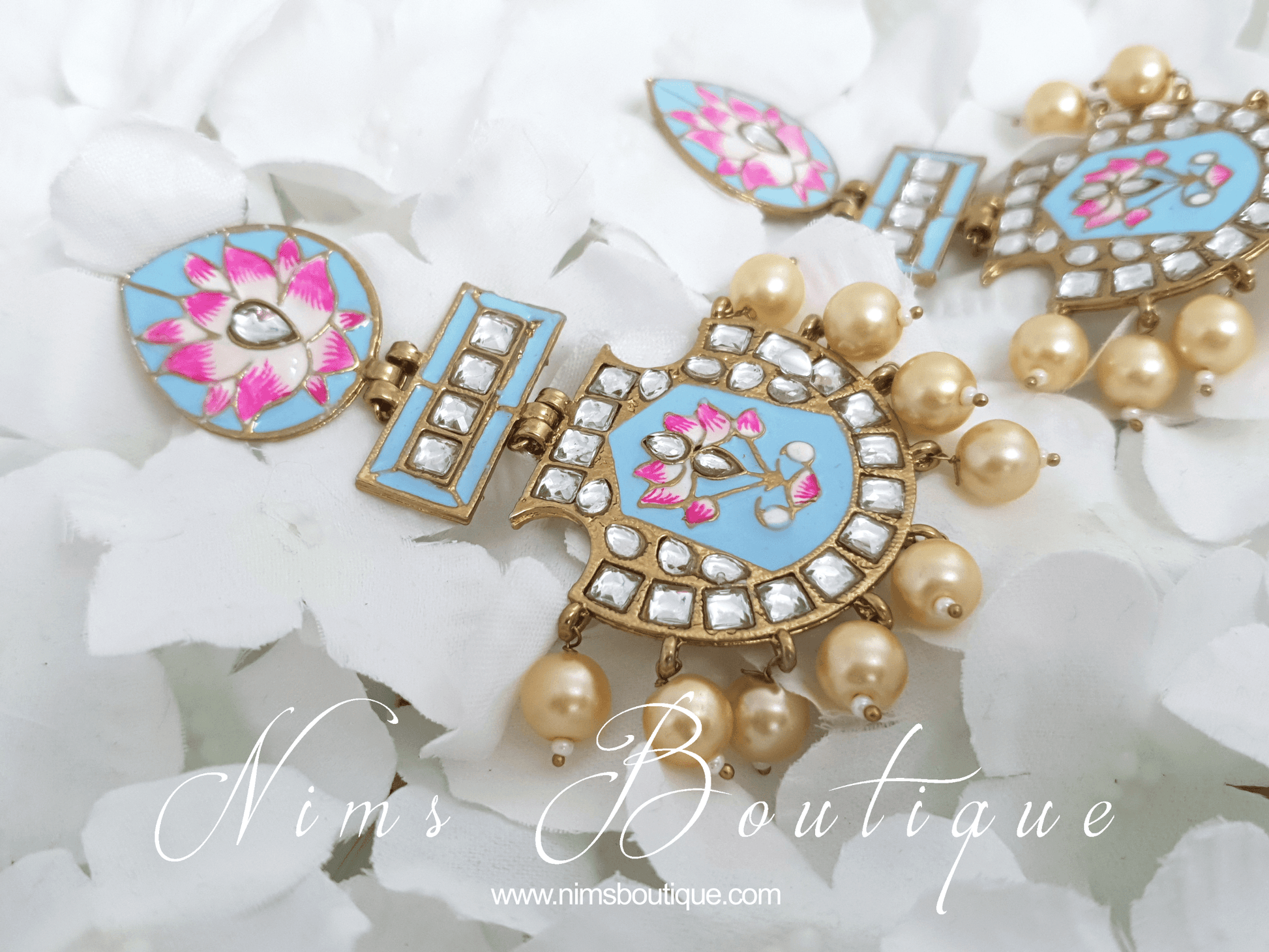 Nims Boutique Suhana Light Blue Blossom Earrings