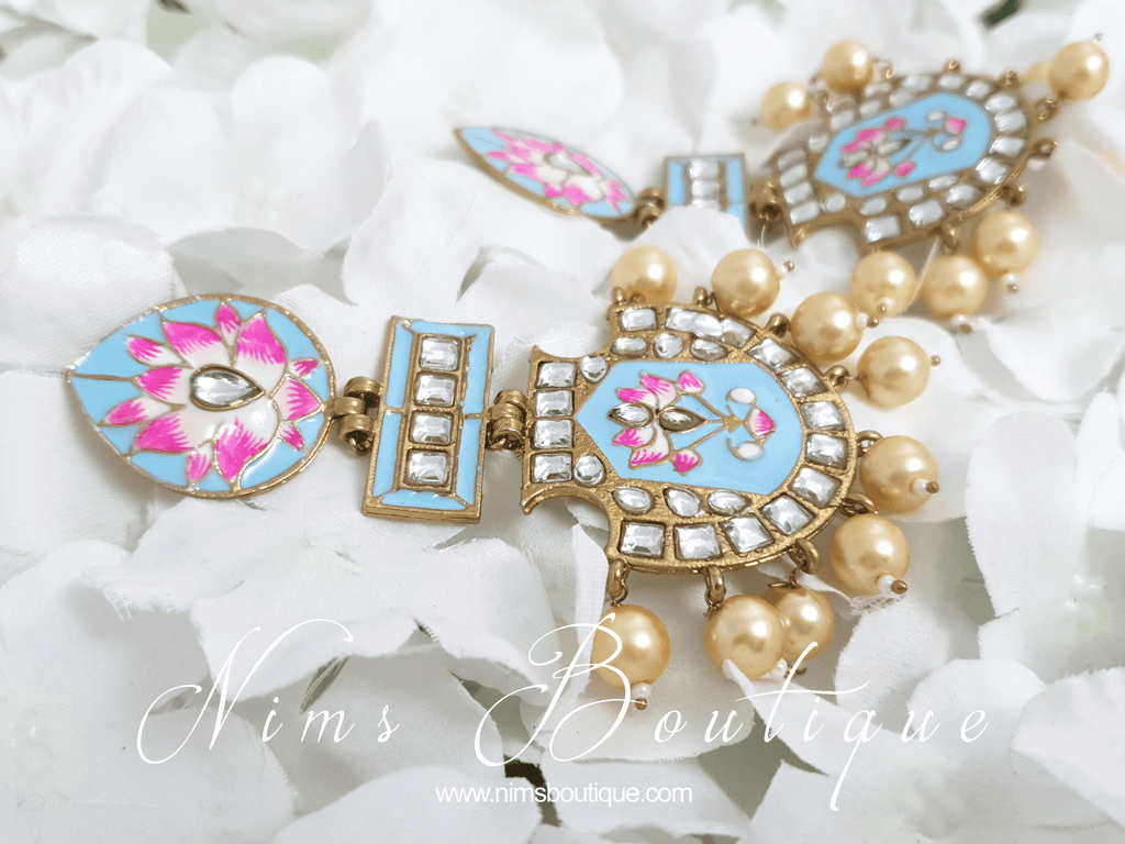 Nims Boutique Suhana Light Blue Blossom Earrings