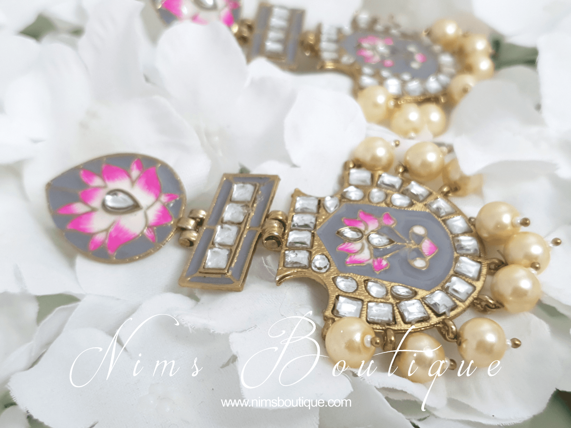 Nims Boutique Suhana Grey Blossom Earrings