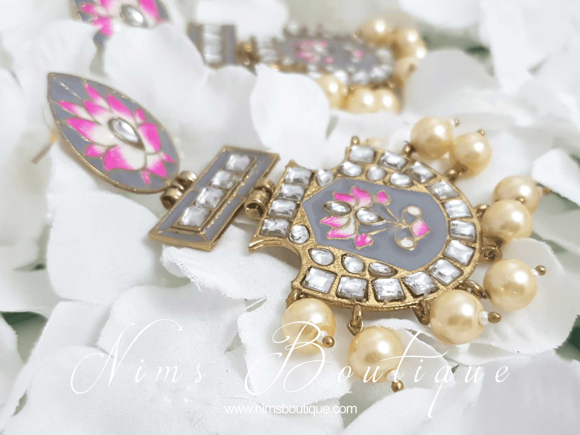 Nims Boutique Suhana Grey Blossom Earrings