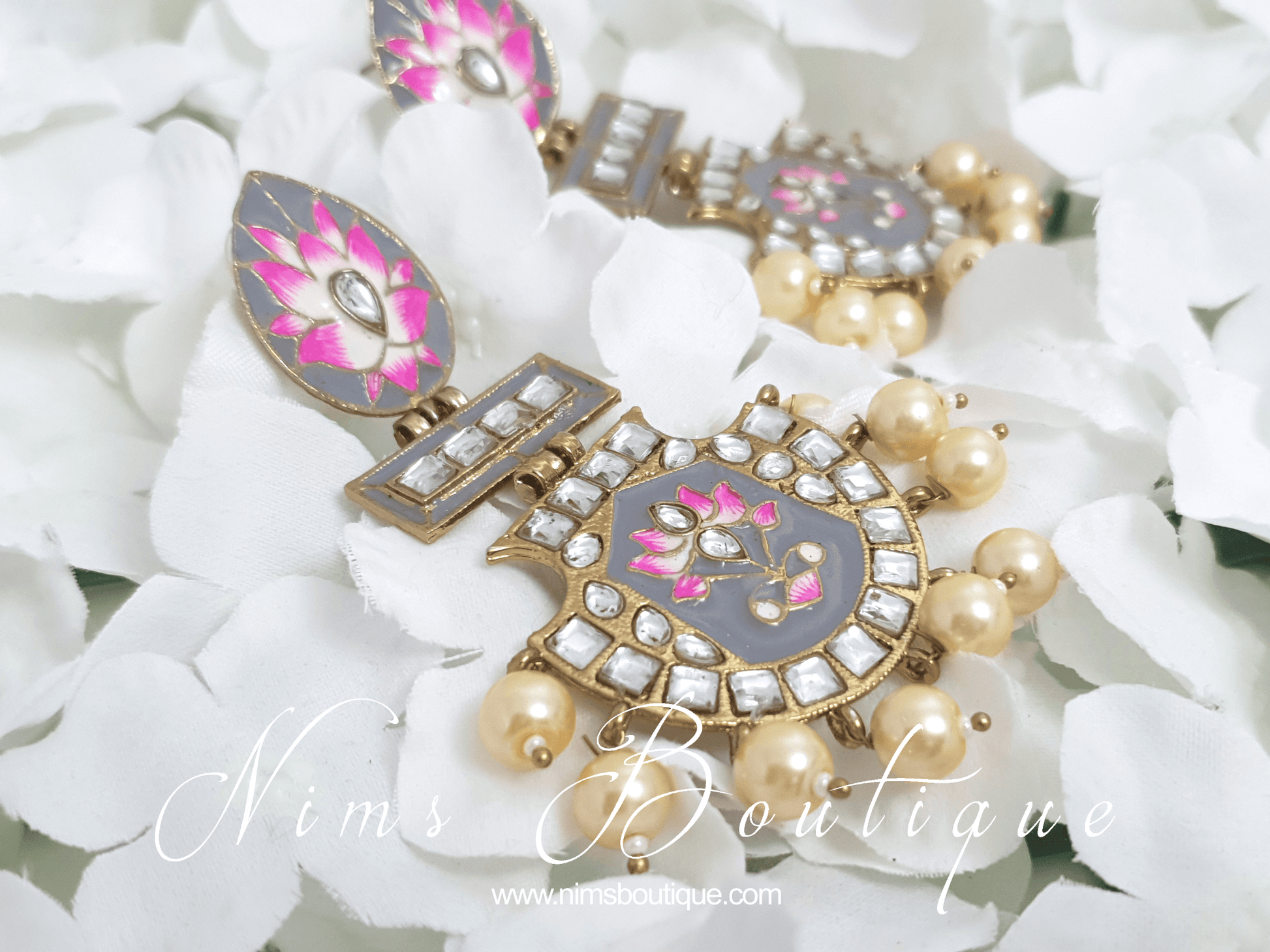 Nims Boutique Suhana Grey Blossom Earrings