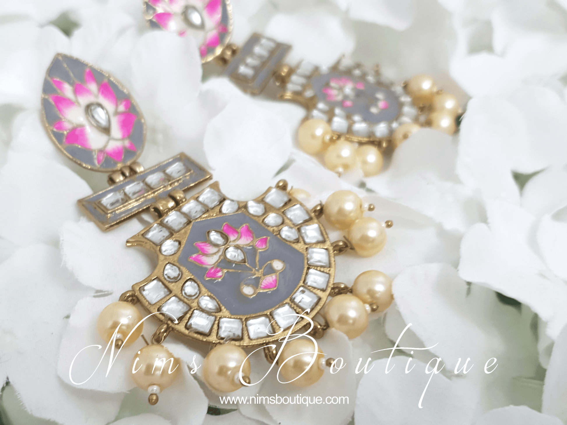 Nims Boutique Suhana Grey Blossom Earrings