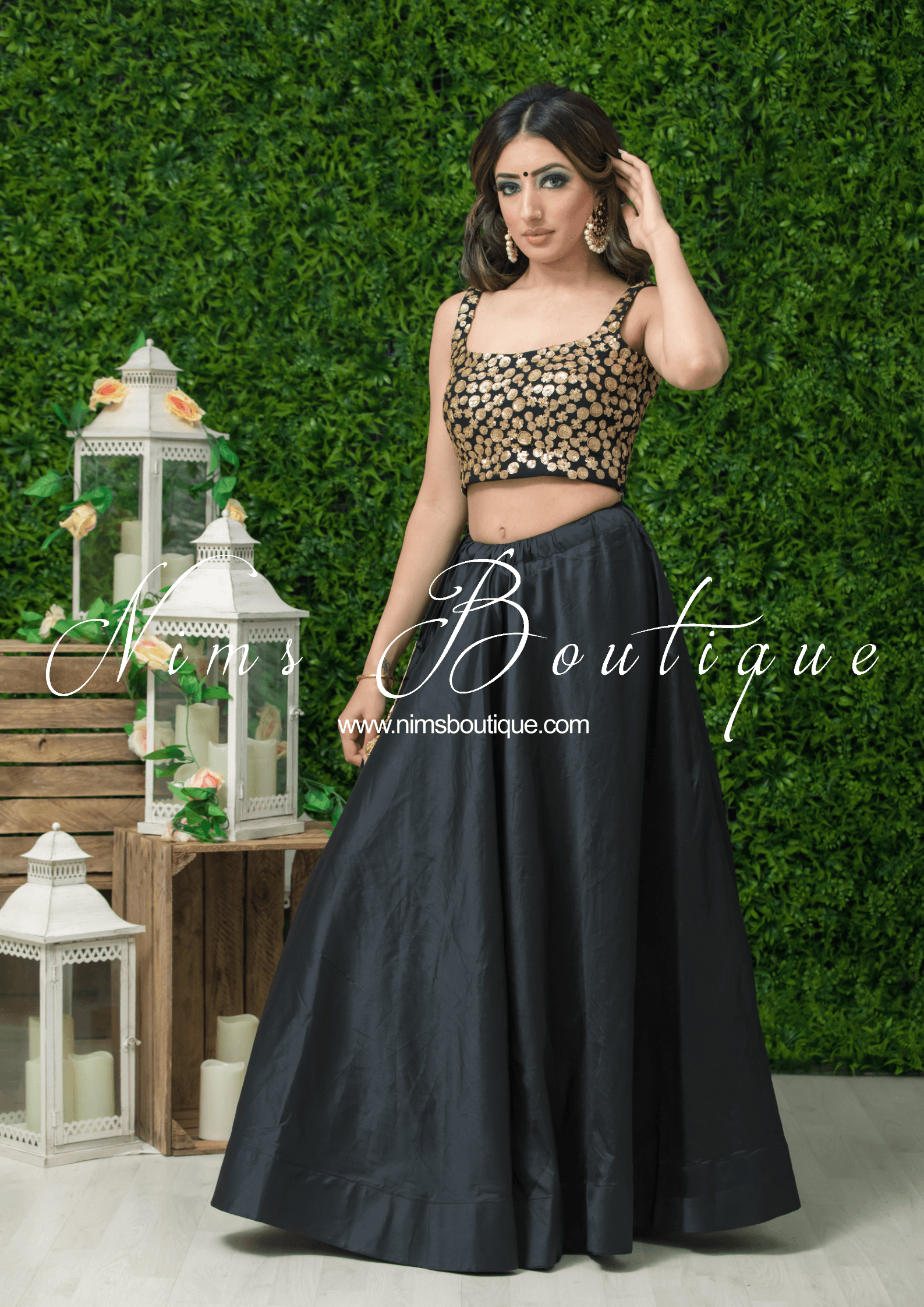 Nims Boutique Readymade Black Silk skirt/lehnga sizes 4-26
