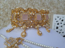 Devika Maharani Light Pink Stone Choker Set