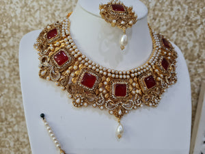 Ananya Gold & Red Maharani Set