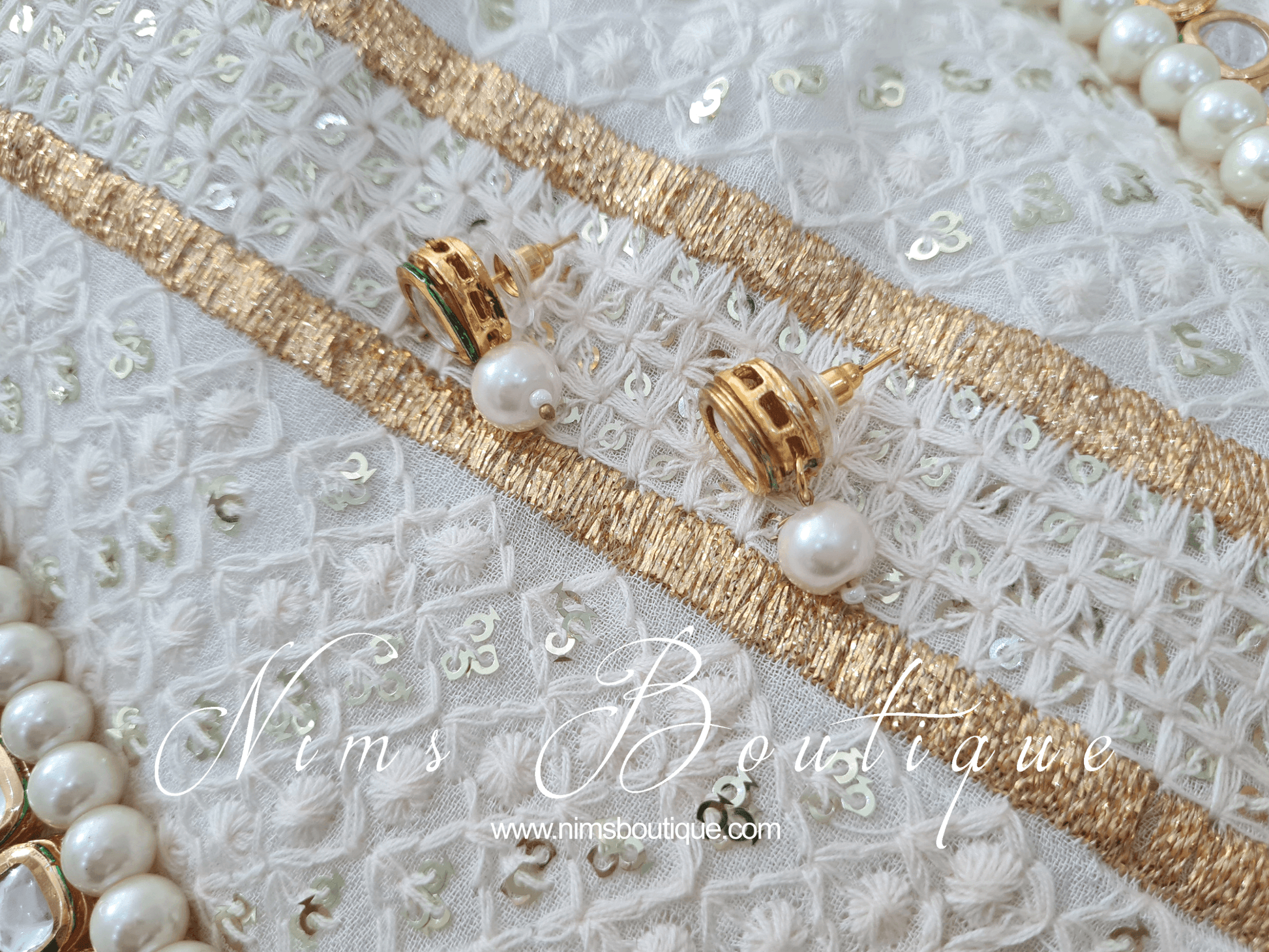 Nims Boutique Madhuri Kundan Pearl Haar Set