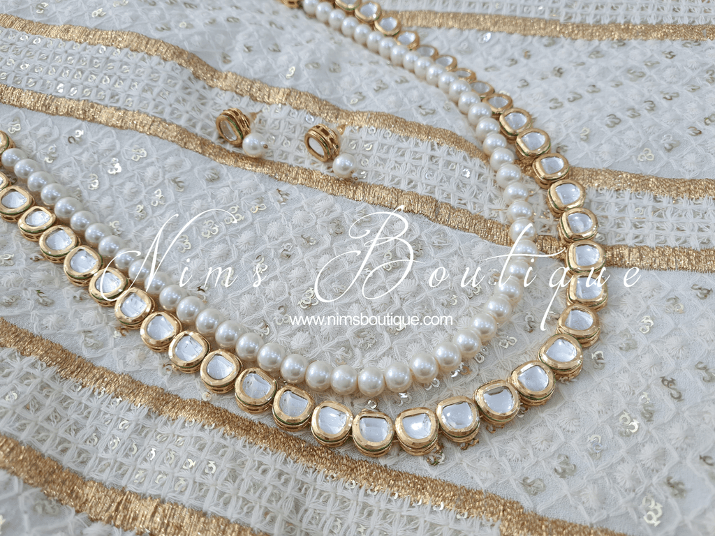 Nims Boutique Madhuri Kundan Pearl Haar Set