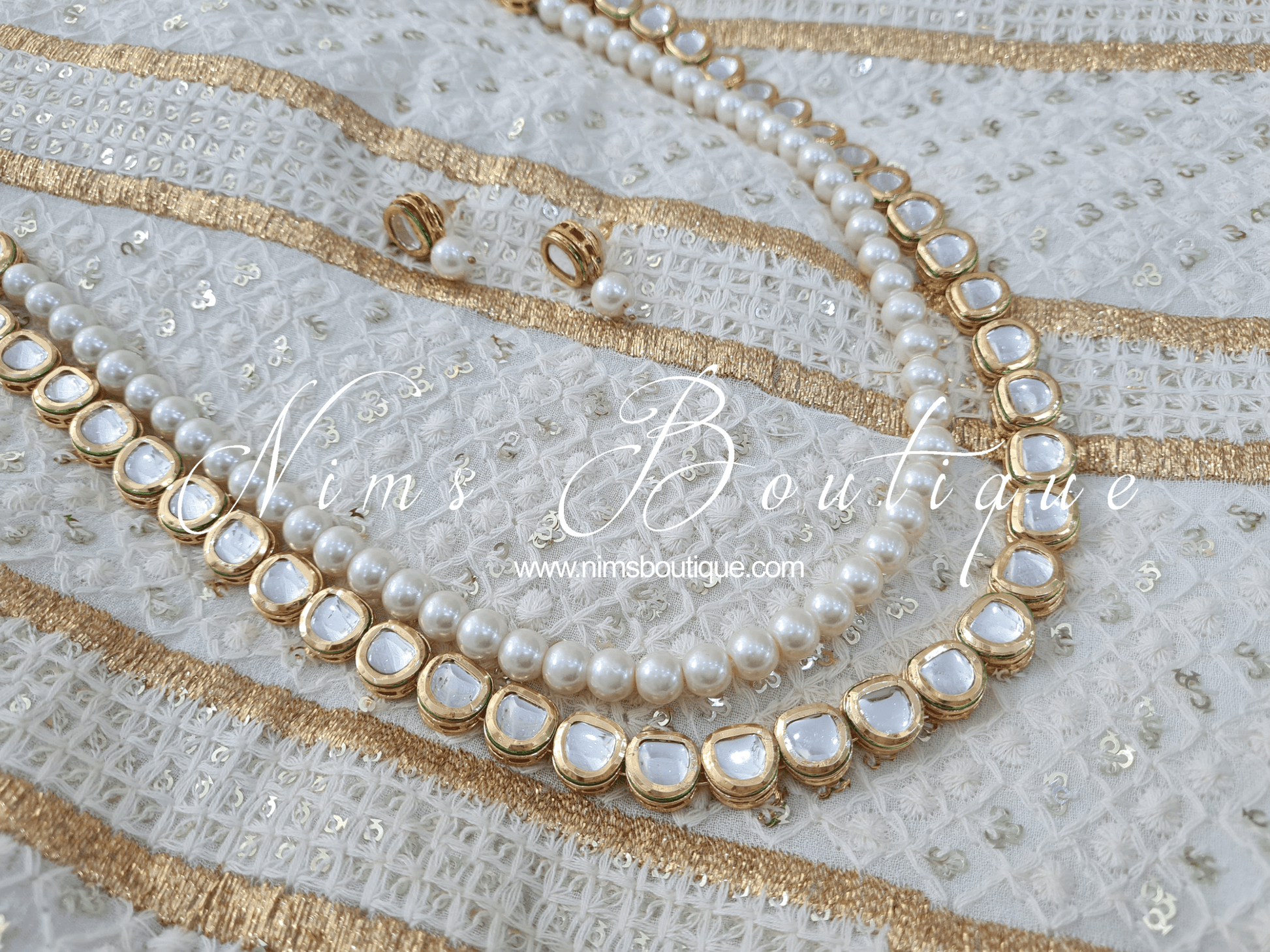 Nims Boutique Madhuri Kundan Pearl Haar Set
