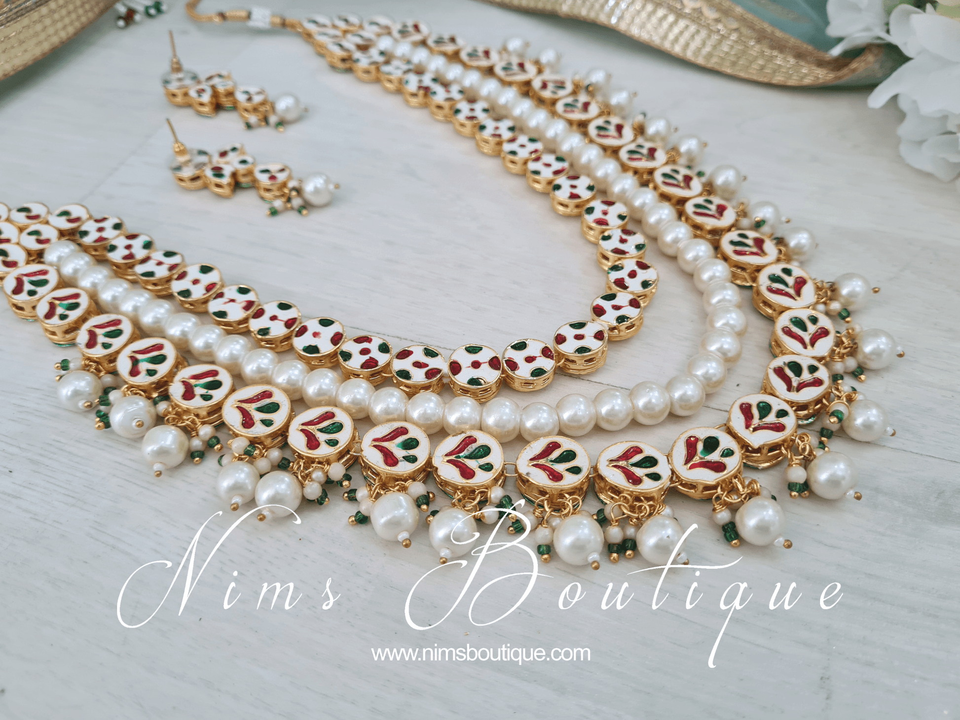 Nims Boutique Myra Blossom Kundan Pearl Haar Set