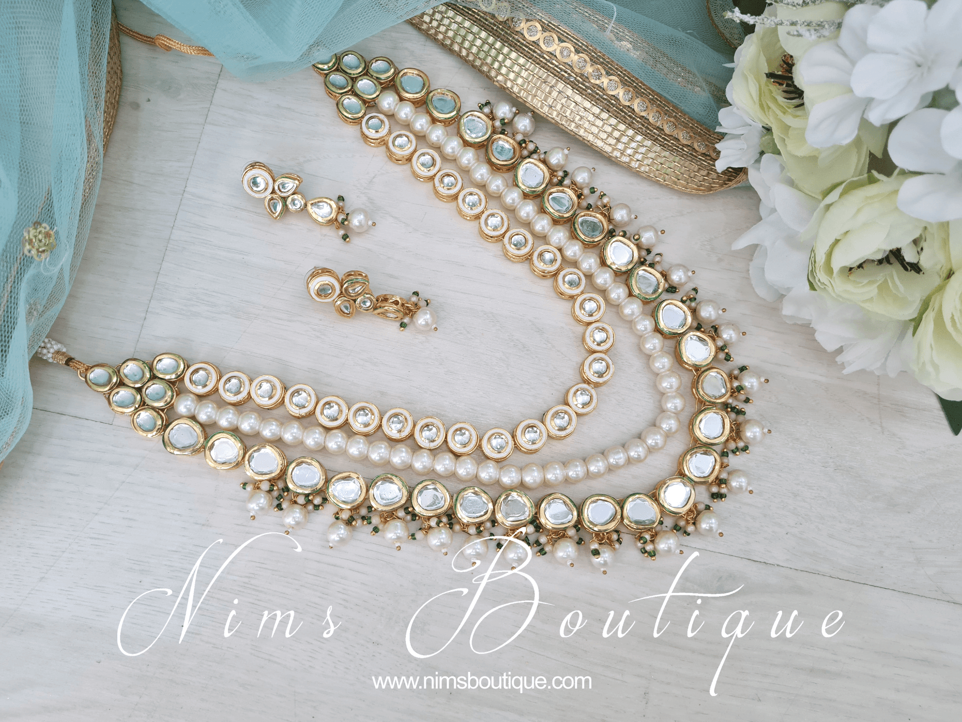 Nims Boutique Myra Blossom Kundan Pearl Haar Set