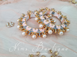 Nims Boutique Luxury Grey & Peach Meenakari Kara/Bracelet various sizes