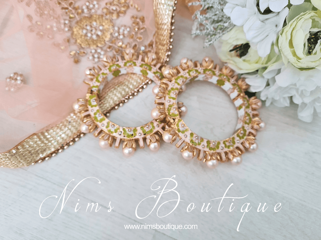 Nims Boutique Luxury Ivory & Lime Meenakari Kara various sizes