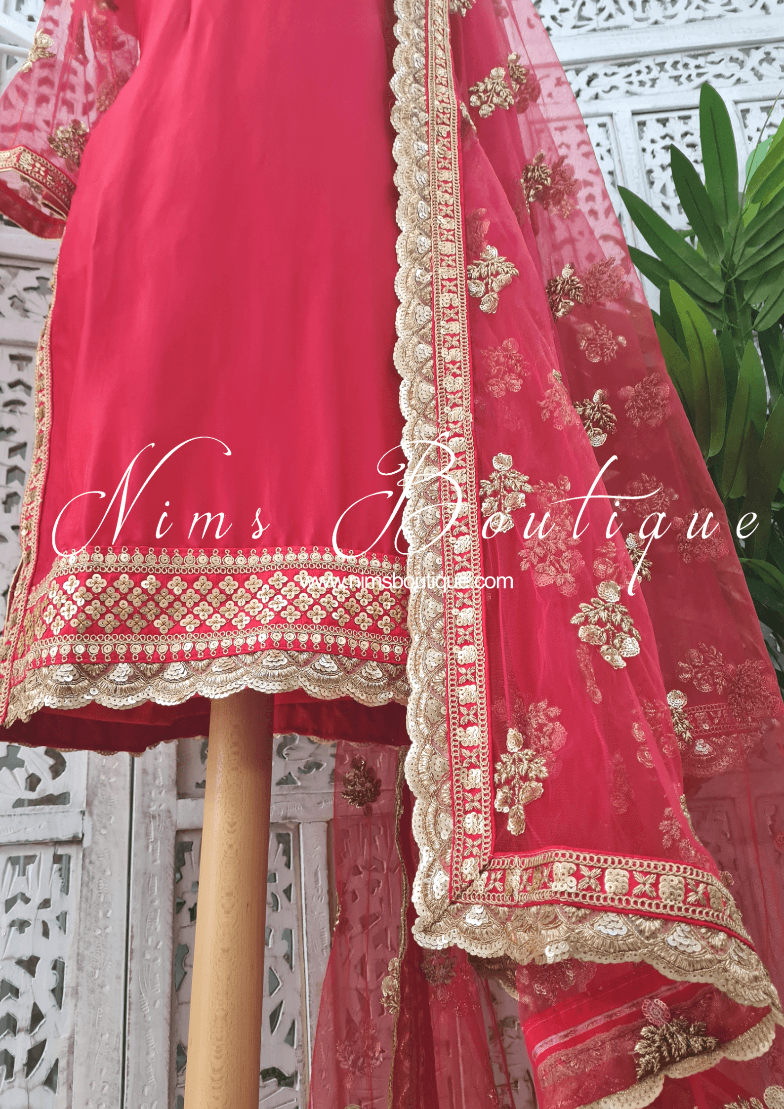 Nims Boutique The NB Classic Long Sleeved Red Silk Pajami Suit sizes 4 to 18