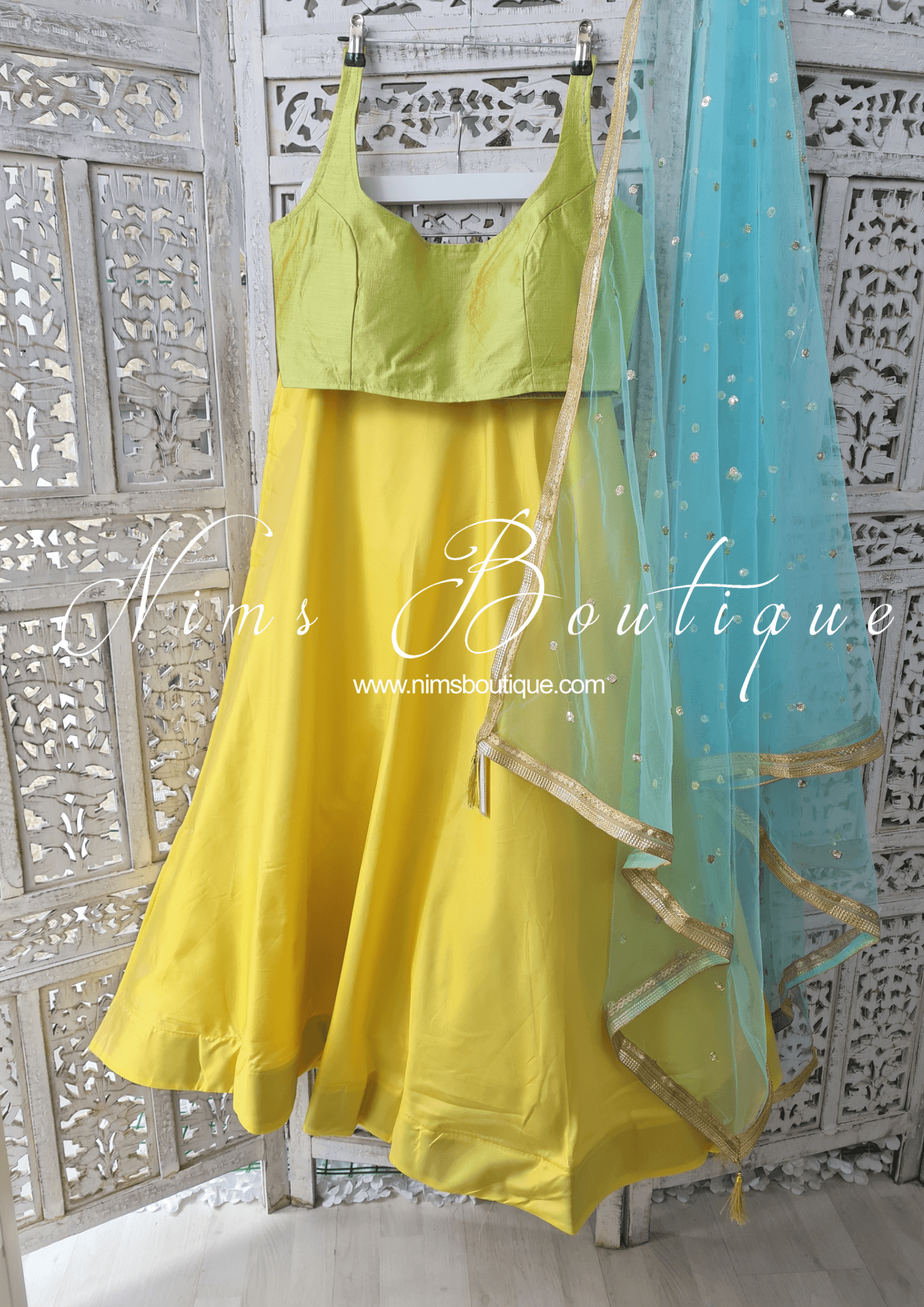 Nims Boutique Light Yellow Plain Semi stitched skirt/lehnga