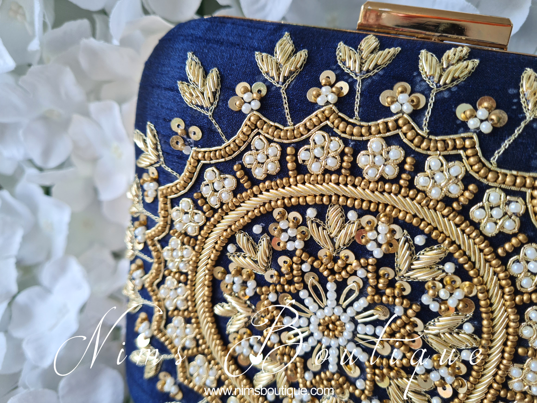 Navy and gold evening bag hot sale