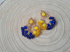 Zoya Blue & Yellow Cluster Earrings (SP13)