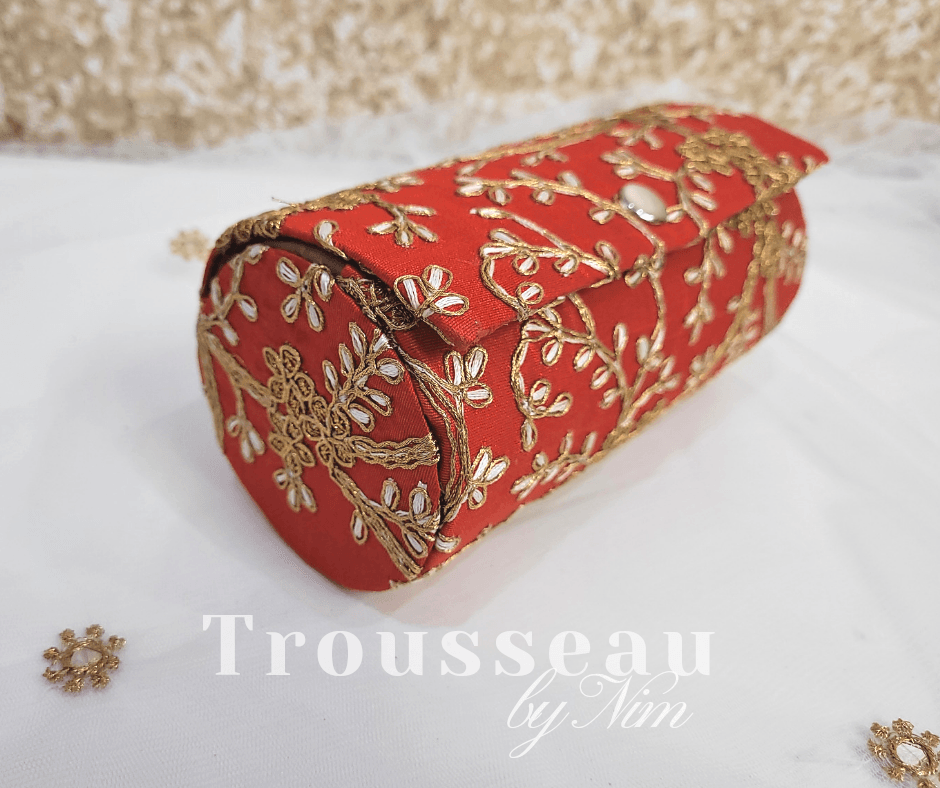 Nims Boutique Red Embroidered Bangle Box