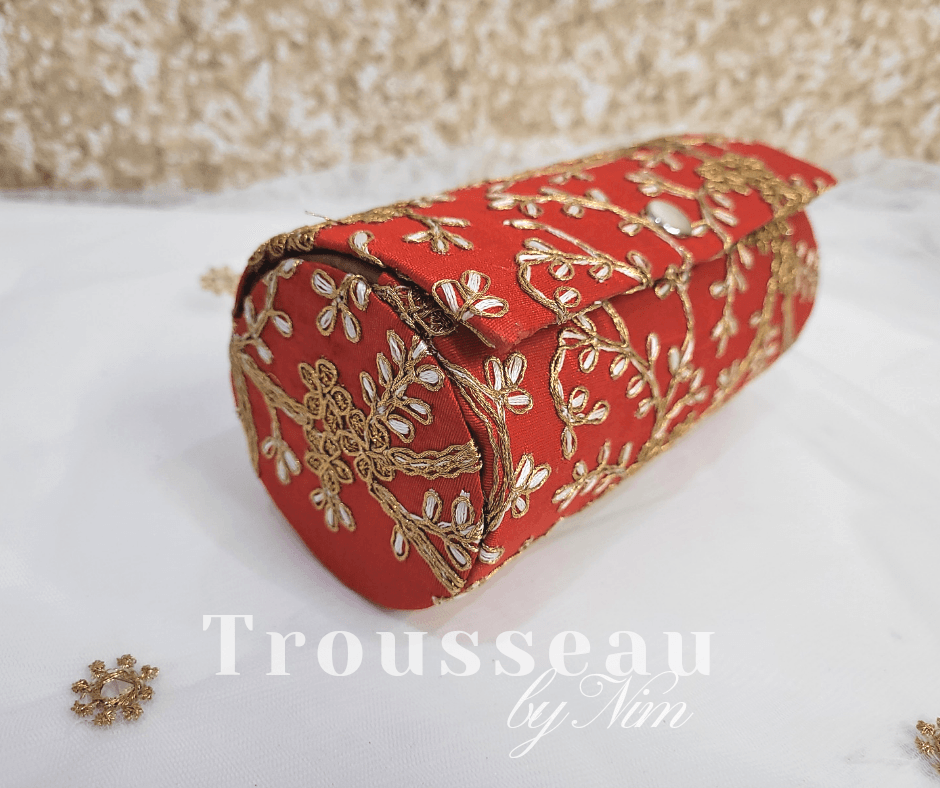 Nims Boutique Red Embroidered Bangle Box