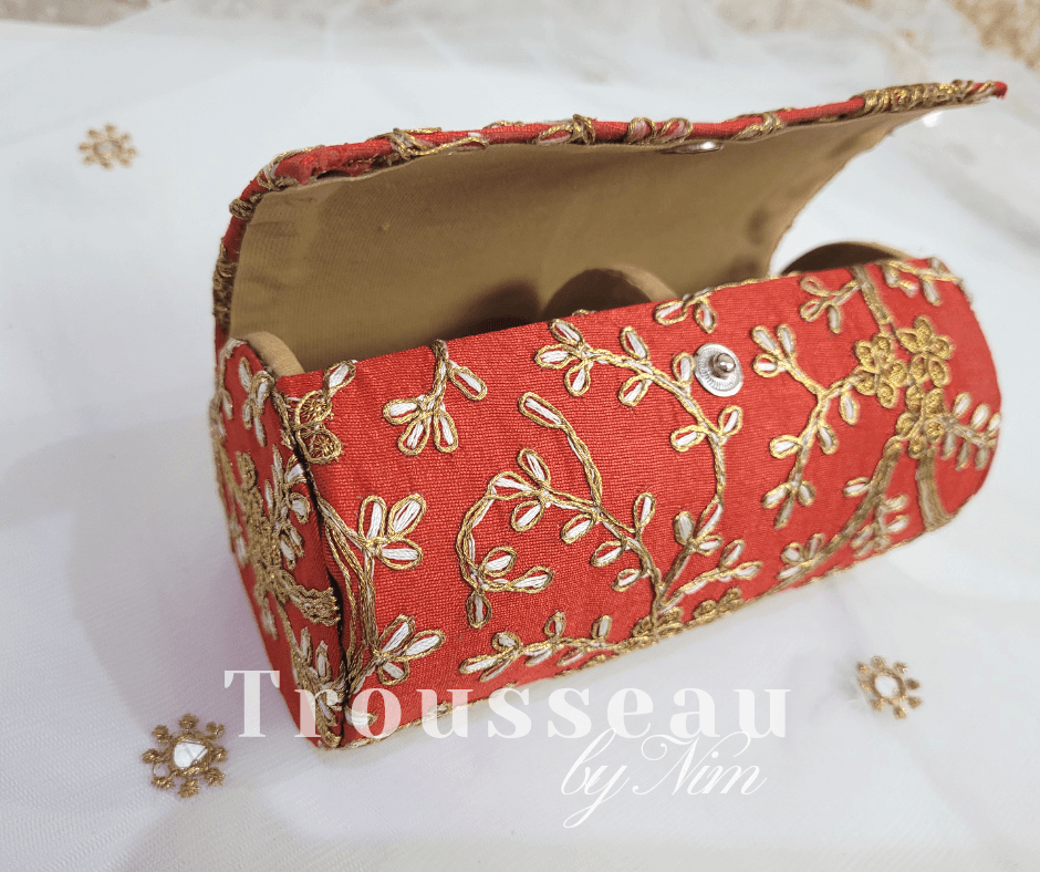 Nims Boutique Red Embroidered Bangle Box