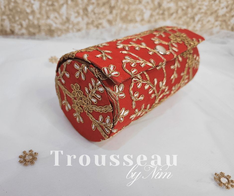 Nims Boutique Red Embroidered Bangle Box