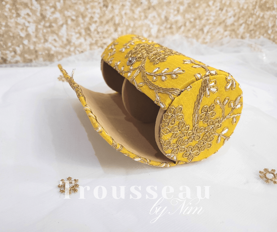 Nims Boutique Yellow Embroidered Bangle Box