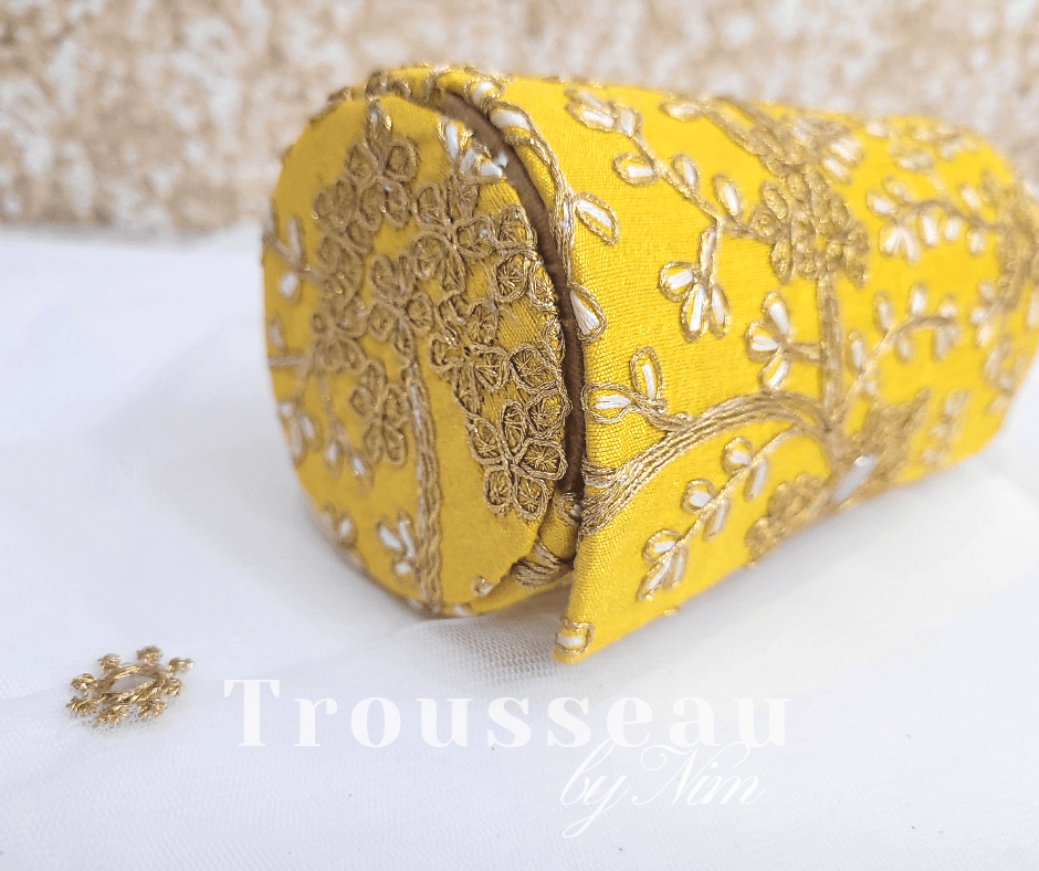Nims Boutique Yellow Embroidered Bangle Box