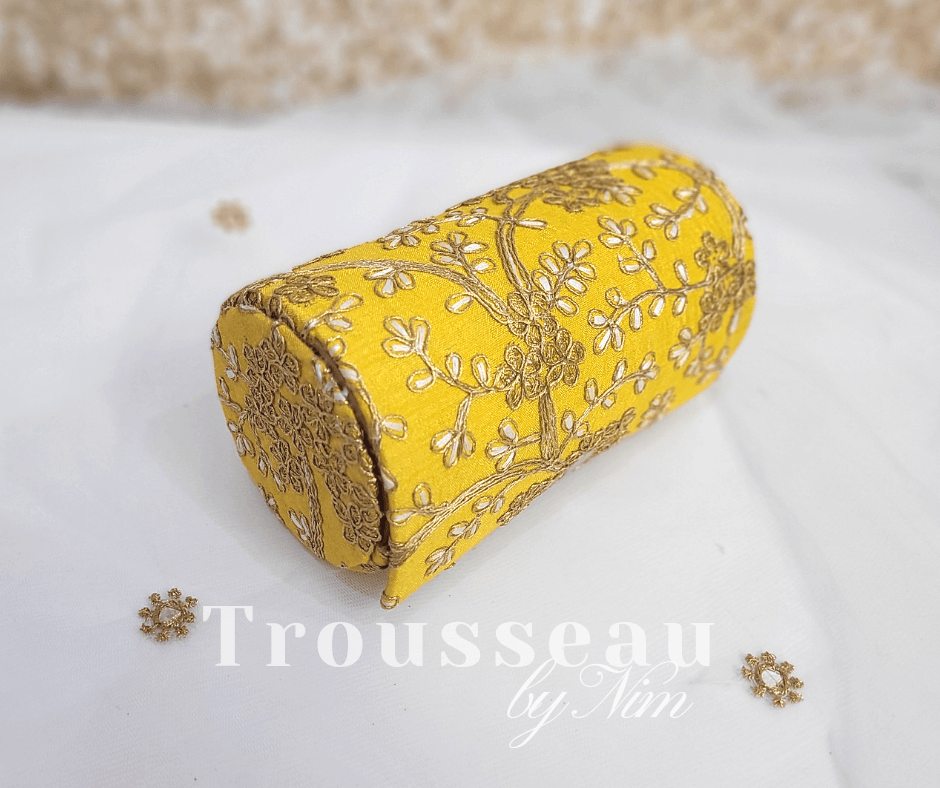 Nims Boutique Yellow Embroidered Bangle Box